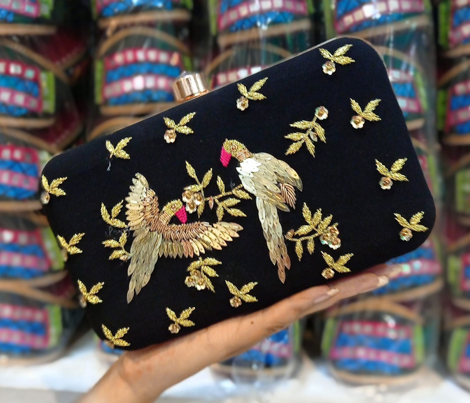 Embellished Fringed Box Clutch Fancy Collection